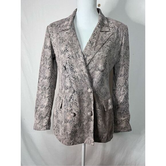 Blank NYC snake print double breasted jacket python pale pink sz small - Picture 1 of 7